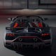 A photo of the rear end on a Lamborghini Aventador supercar.